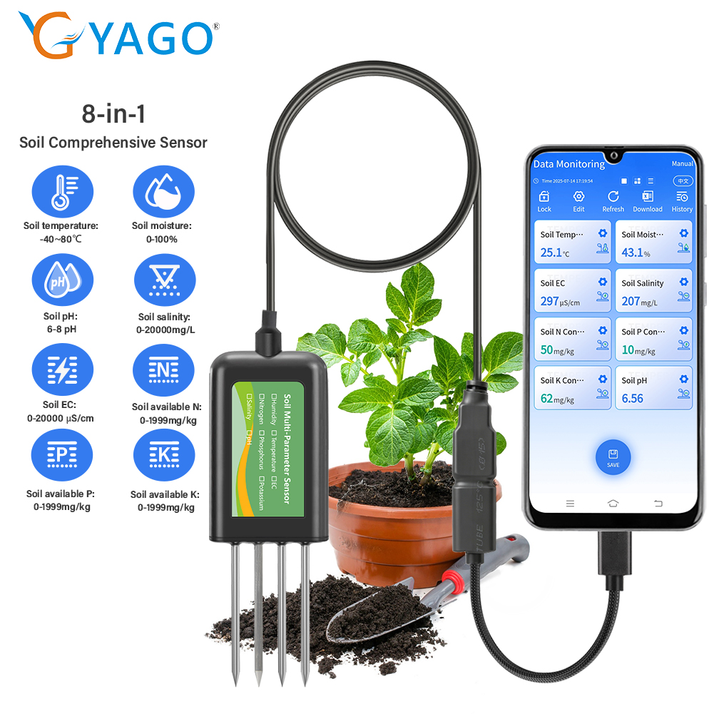야고 8 in 1 토양 센서, 농업용 pH EC 수분  - Precision Farming Smart Agriculture 리뷰 및 가격